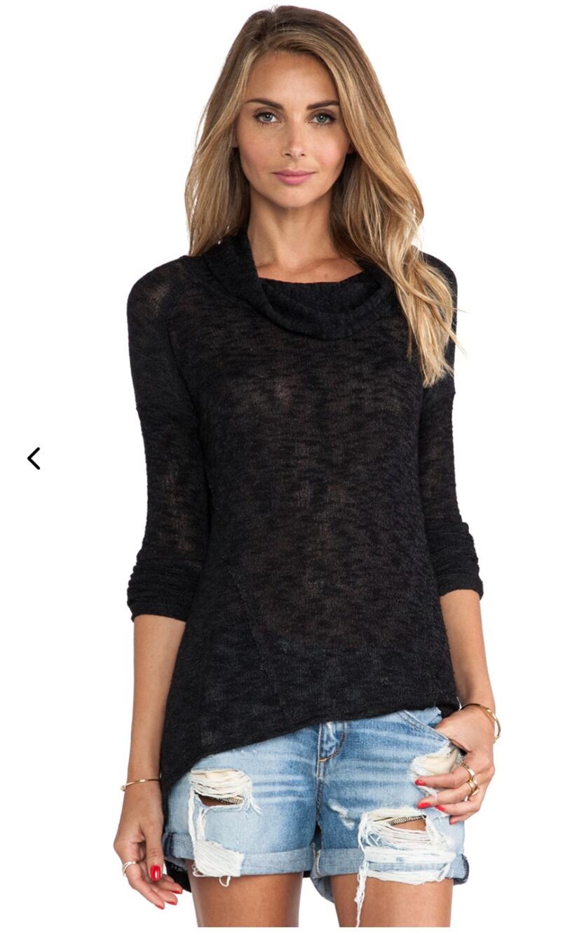 NWT Free People We The Free Beatnik Hacci Cowl Top Sweater Black size S